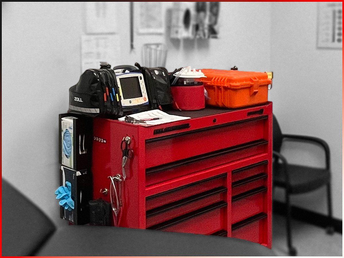 Elite Industrial's Trauma Cart, converted from a toolbox.